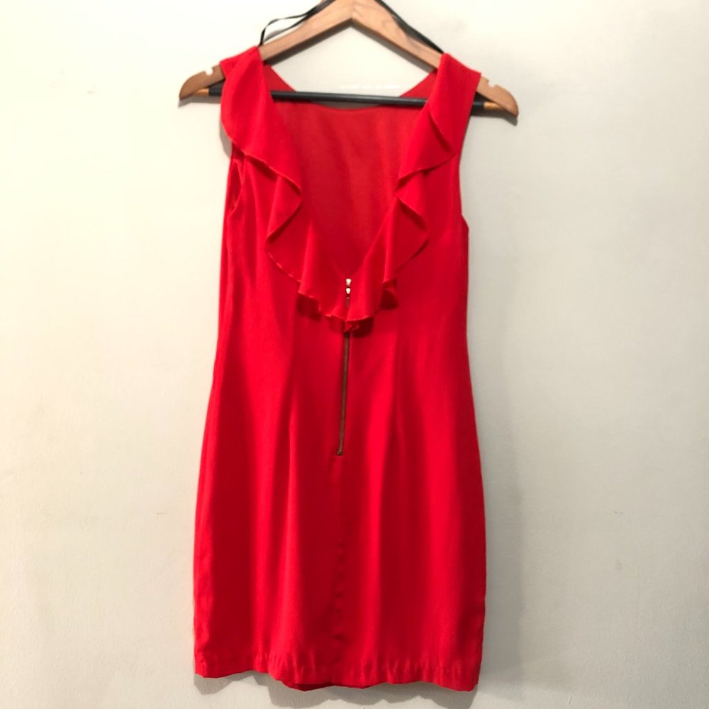 B. Darlin Sleeveless Midi Dress w/ Waterfall Open Back Detail Red Size 5/6